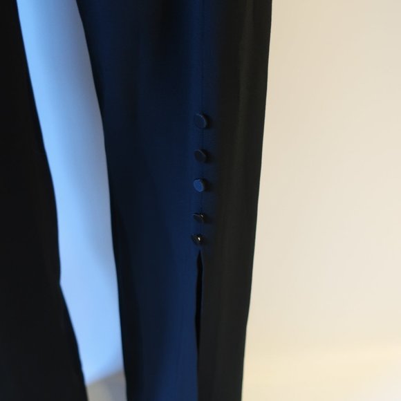 Womens Jonathan Simkhai Black High Waist Flat Front Flared Slit Crepe Pants 8 * - Picture 7 of 15